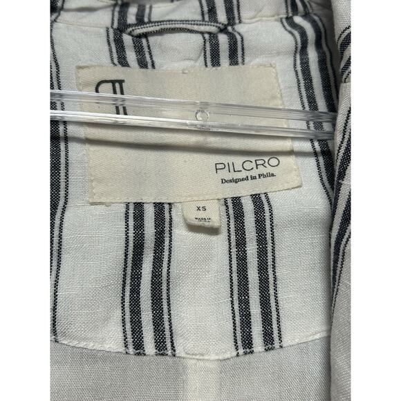 Anthropologie Pilcro Relaxed Striped Boho Lagenlook Linen Blazer Jacket XS - Picture 8 of 12